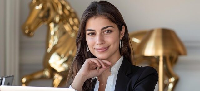 Smiling businesswoman in an office