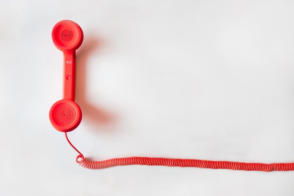 Red telephone handset