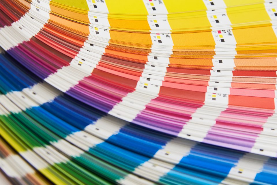 Fanned colour swatches