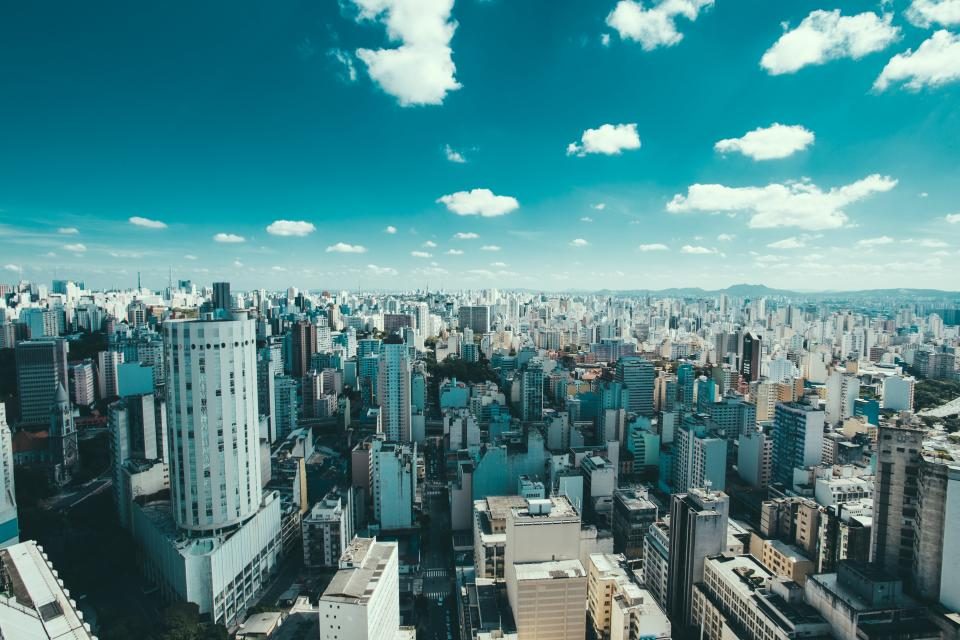 Aerial view of a city skyline