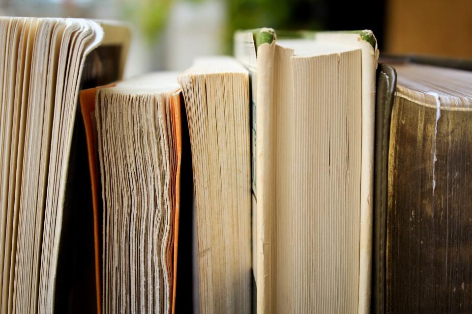 Row of old books