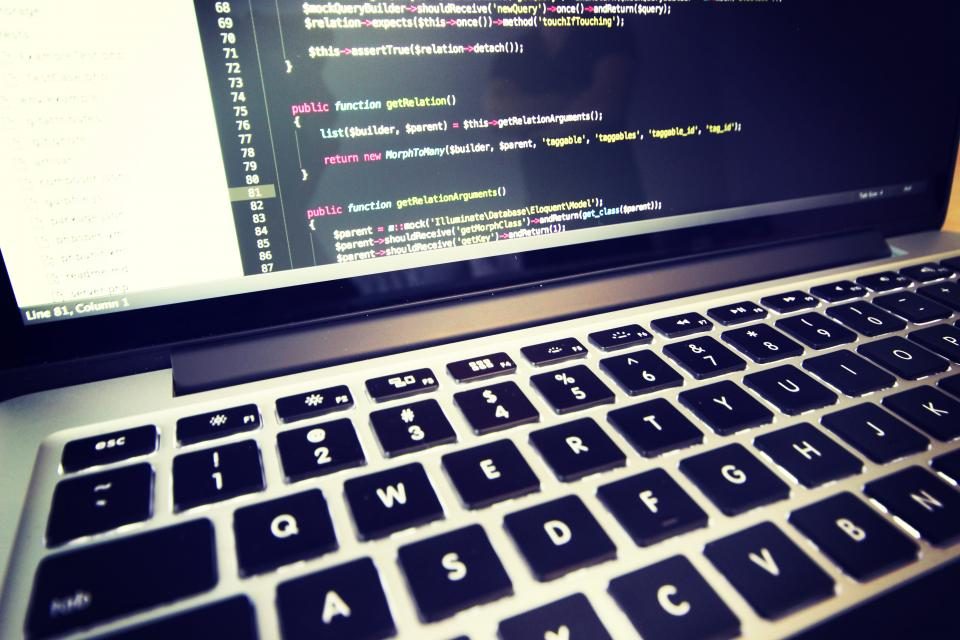 Laptop showing code