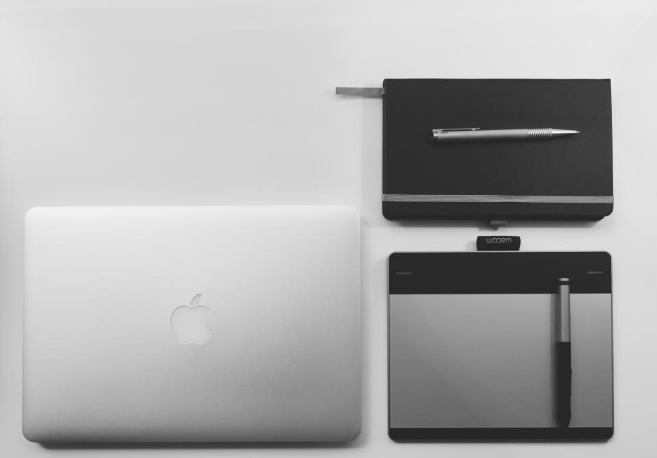 Laptop and drawing tablet on a desk