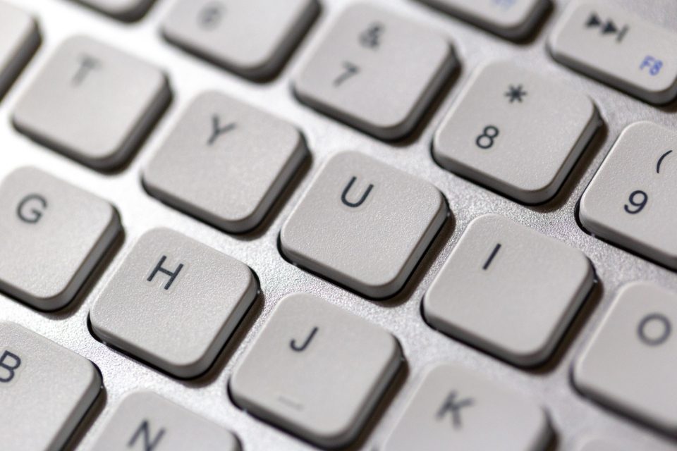 White keyboard keys close-up
