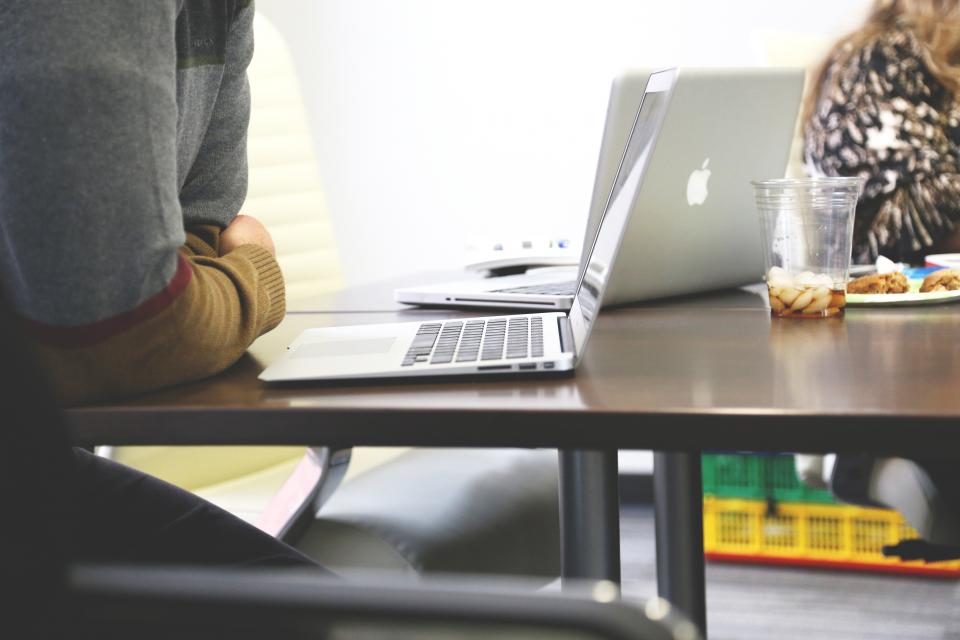 Person working on a laptop