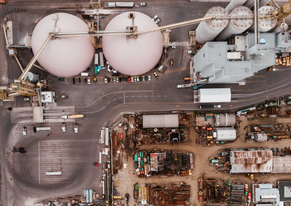 Aerial view of an industrial plant