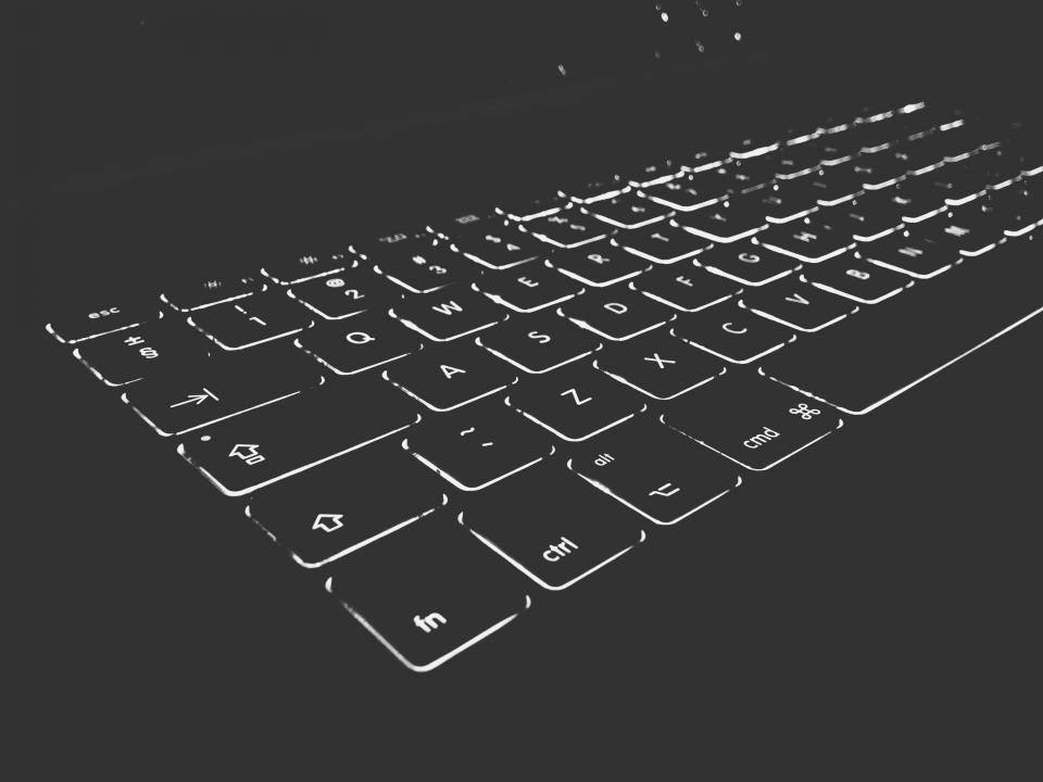 Backlit keyboard in the dark