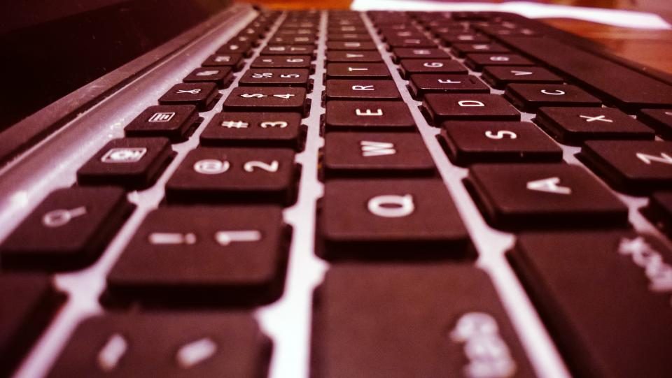 Close-up of a red computer keyboard