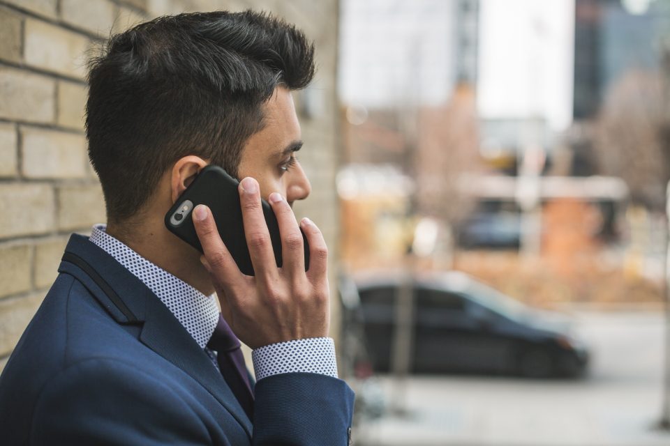 Businessman talking on a mobile phone