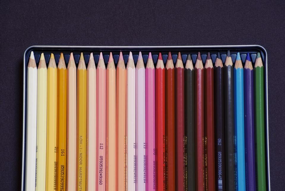Box of coloured pencils