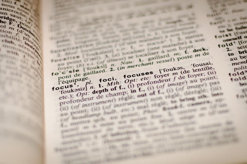 Dictionary entry for the word focus