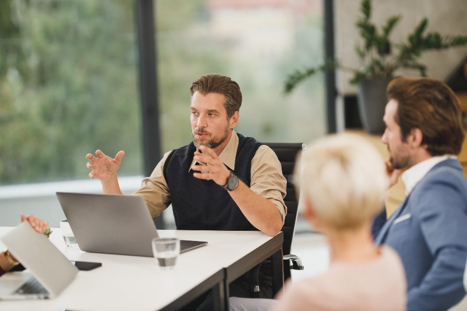 Businessman talking in a meeting