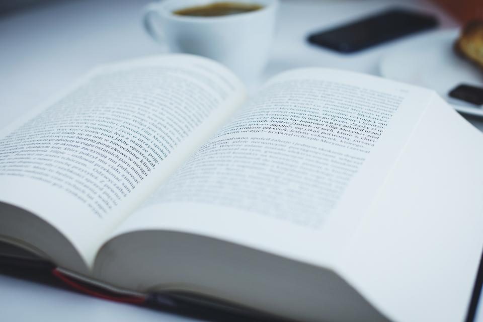 Open book on a table