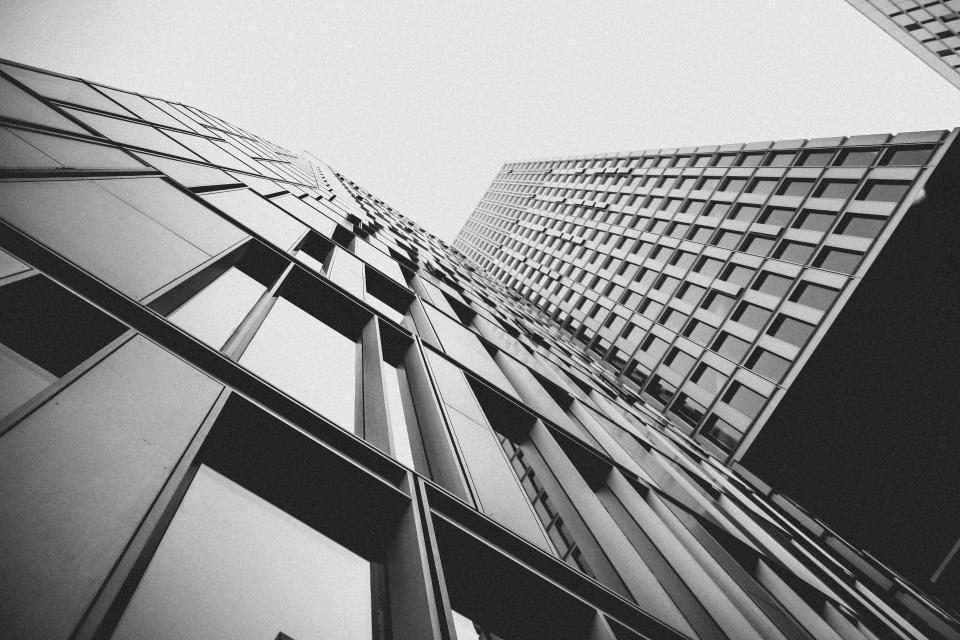 Black-and-white office building