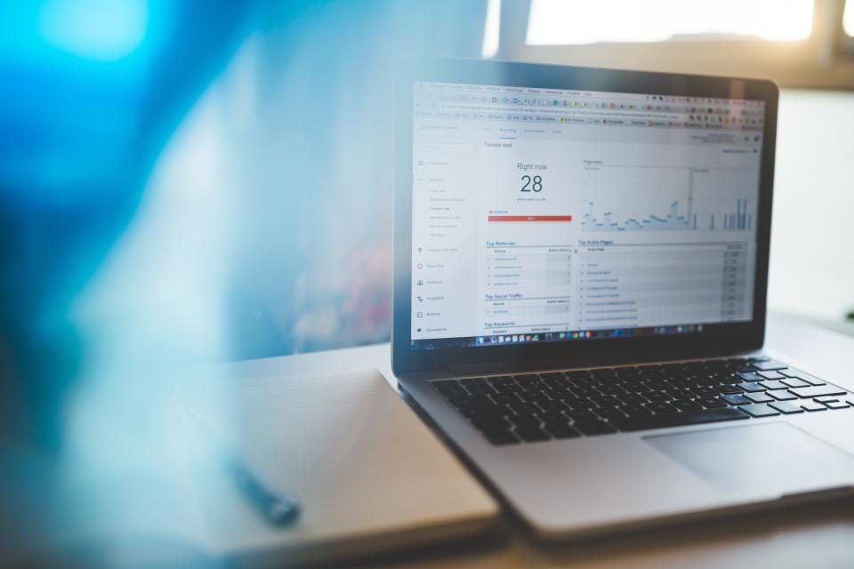 Laptop showing analytics charts