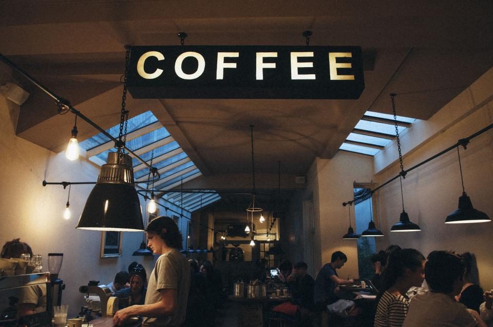 Coffee shop with a coffee sign