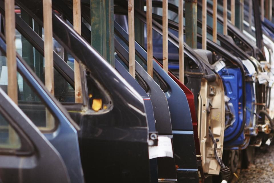 Car doors on a manufacturing line